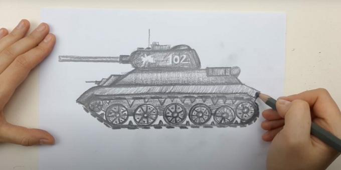 ציור טנק עם עיפרון פשוט