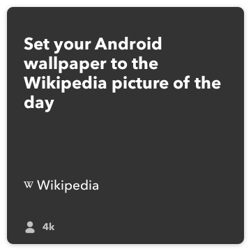 מתכון IFTTT: קבע כטפט אנדרואיד שלך לתמונה ויקיפדיה היום מתחבר ויקיפדיה כדי android-התקן
