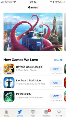 App Store ב- iOS 11: גלילה אופקית