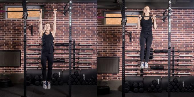 תרגילים על הגב: pullups אחיזה ישר