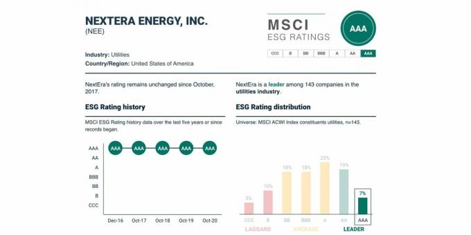 דירוג ESG והדינמיקה שלו עבור NextEra Energy, $ NEE, מאי 2021.