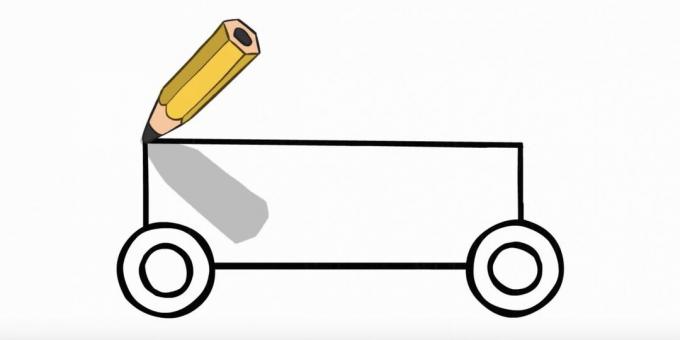 כיצד לצייר ניידת משטרה: חבר את הגלגלים בחלק העליון והתחתון