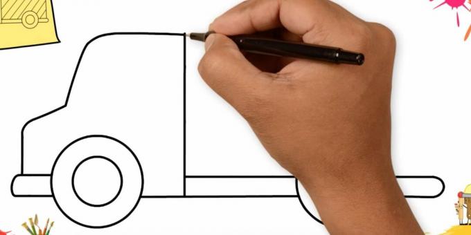 איך לצייר משאית: לצייר את החלק הקדמי של המכונית