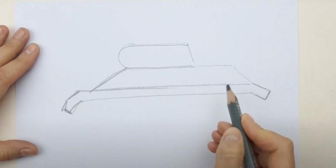 איך לצייר טנק: מתאר את החלק העליון 