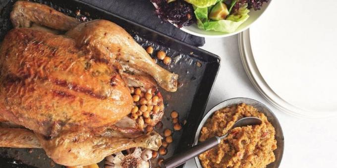 מה לבשל עוף: עוף בתנור עם רסק של חומוס