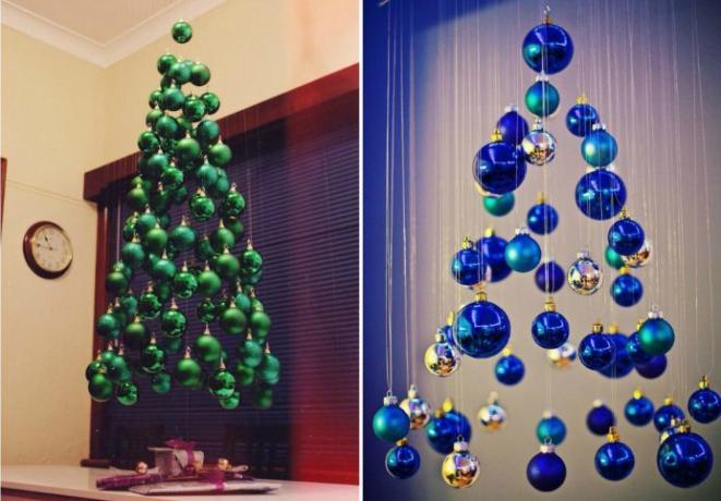 איך לקשט את הבית לקראת השנה החדשה: עץ חג המולד של כדורים
