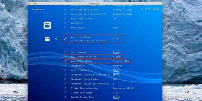 שנה את מראה הסמלים והגופנים בתפריט Retroarch