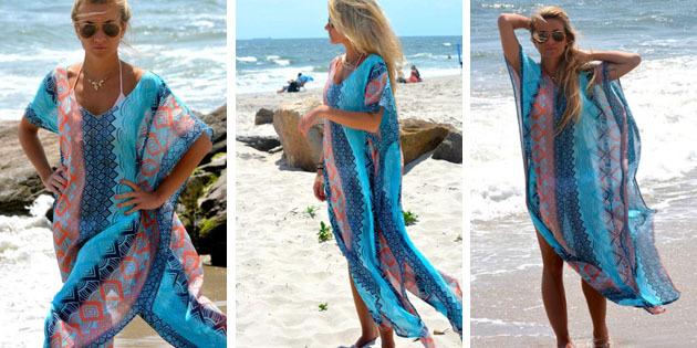 שמלת החוף: שמלה עם הדפסים גיאומטריים