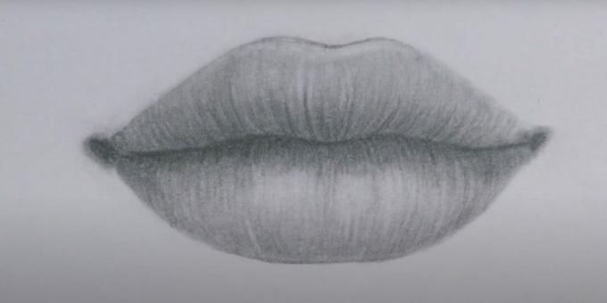 ציור שפתיים בעיפרון פשוט