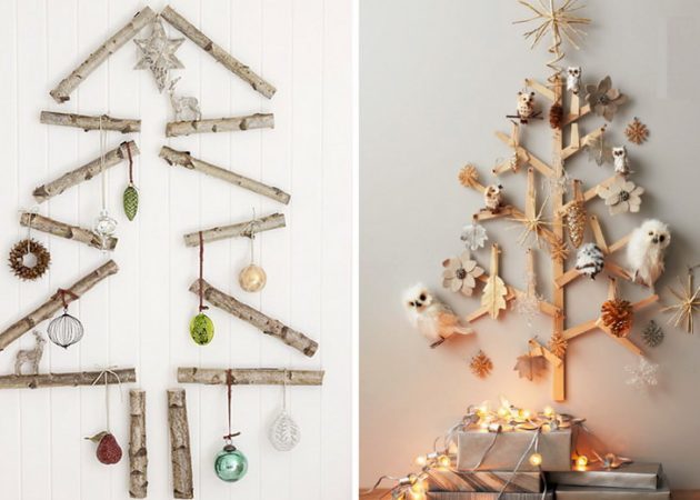 איך לקשט את הבית לקראת השנה החדשה: עץ חג המולד על הקיר