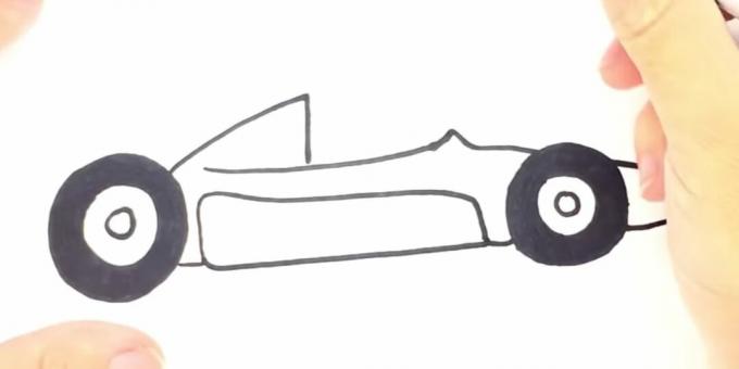 כיצד לצייר מכונית מירוץ: צייר את תחתית המכונית