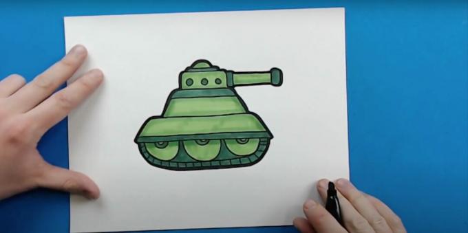 כיצד לצייר טנק: צבע מעל הפרטים וסביבו את הטנק