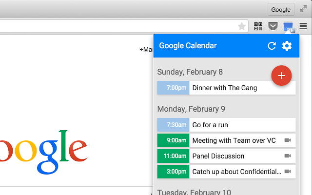 הרחבה של Google Calendar (מאת Google)