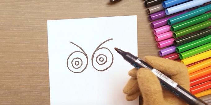 איך לצייר ינשוף: לצייר את העיניים