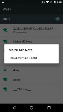כיצד להפיץ באינטרנט מהטלפון אנדרואיד: לחבר את ה- Nexus 5 לציין Meizu M2 על Wi-Fi
