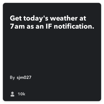 מתכון IFTTT: קבל מזג האוויר היום בשעה 07:00 כהתראה iOS. מתחבר אוויר כדי ios-הודעות