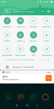 Xiaomi redmi 6: לוח הגדרות מהיר