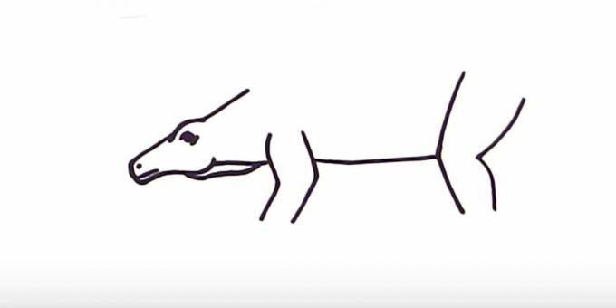 איך מציירים סטגוזאורוס: מוסיפים את הבטן והרגל האחורית