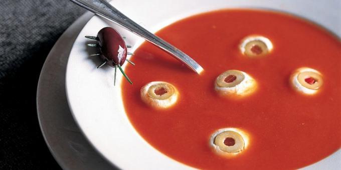 כלים עבור ליל כל הקדושים: מרק עגבניות עם העיניים