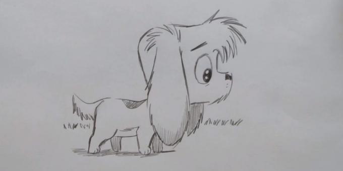 איך לצייר כלב עומד בסגנון קריקטורה