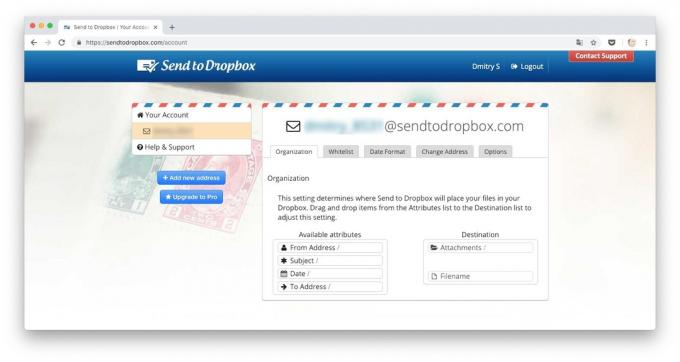 דרכים להוריד קבצים Dropbox: לשלוח קבצים Dropbox בדוא"ל