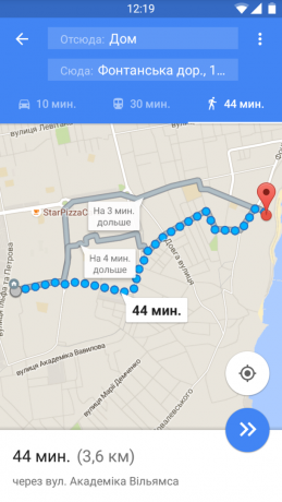 צעד לניווט ב- Google Maps