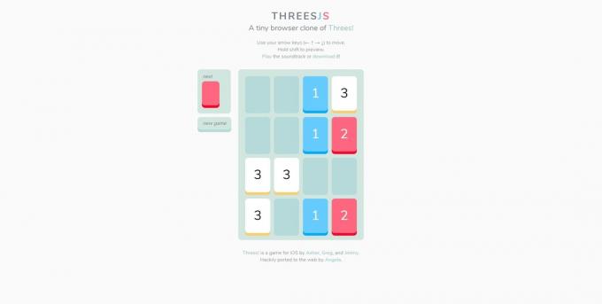משחקי פאזל מקוונים בחינם: Threes JS