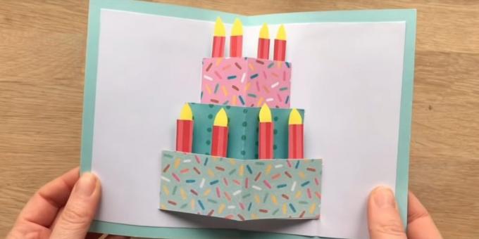 איך להכין כרטיס ברכה עם עוגת יום הולדת עם ידיו