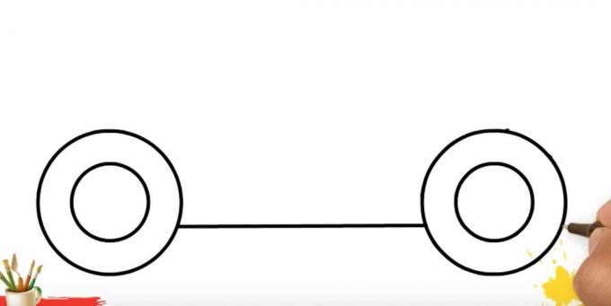 איך לצייר משאית: לחבר את הגלגלים