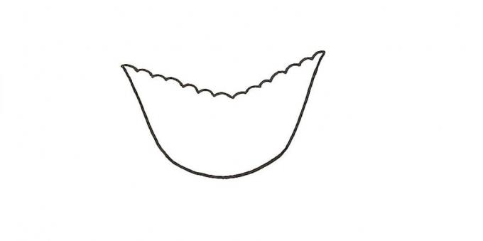 צייר שני קו בדוגמת בזווית זה לזה. שים אותם בקצה התחתון של הקו המעוגל