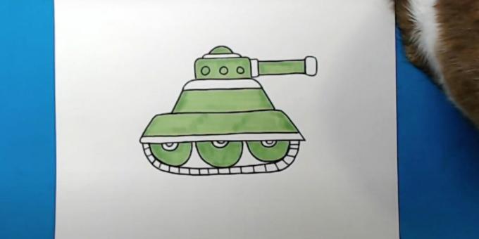 איך לצייר טנק: הוסף צבע ירוק בהיר 