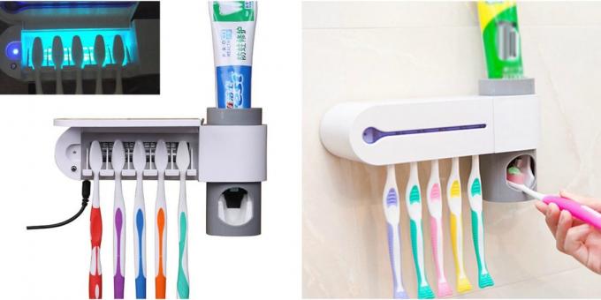 מתקן משחת שיניים עם מחזיק עבור מברשות