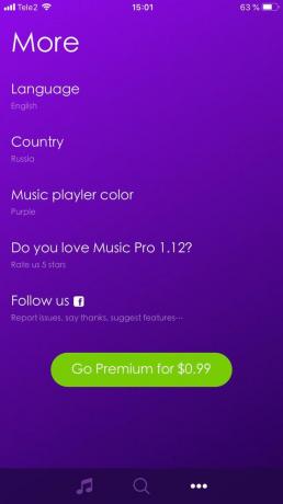 אפליקצית הגדרות המוזיקה Pro אתה יכול לשנות את הצבע