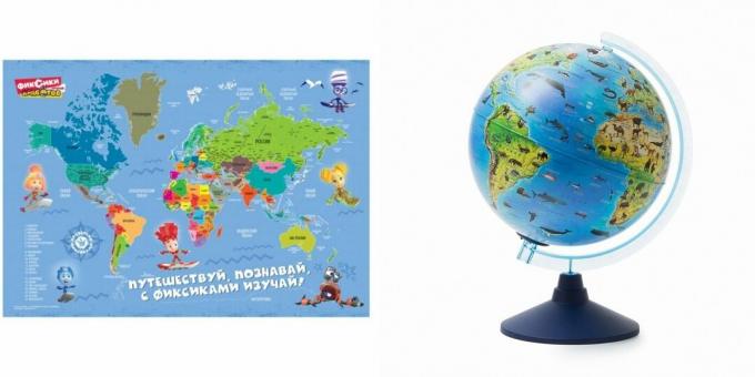 מתנות לילד למשך 5 שנים ביום הולדתו: מפת עולם או גלובוס