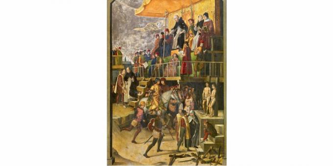 "דומיניק הקדוש מכהן באוטו-דה-פה", ציור מאת פדרו ברוגט