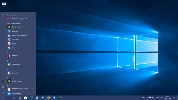 כיצד להאיץ את Windows 10. תפרוק את התפריט "התחל"