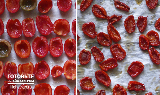 איך מכינים עגבניות מיובשות בבית: מכניסים עגבניות לתנור