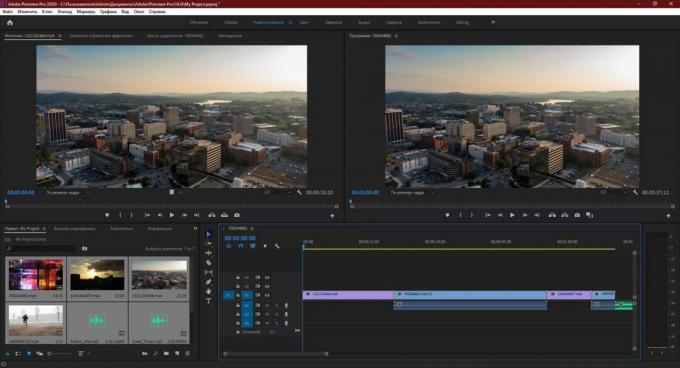 Adobe Premiere Pro: גרור את כל שאר קבצי המקור לחלונית ציר הזמן