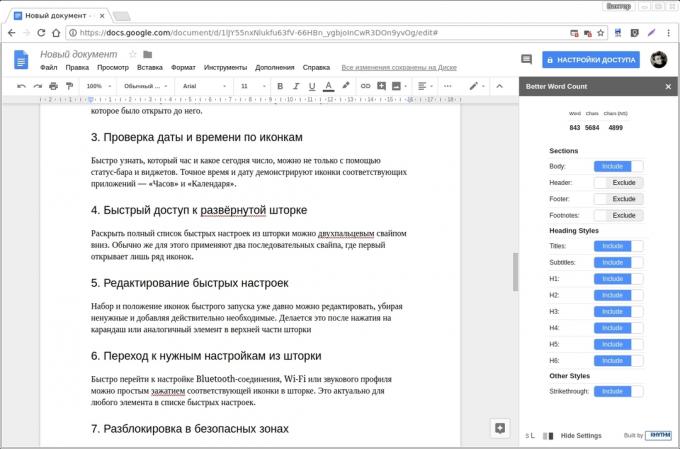 Google Docs תוספות: ספירת מילים Better