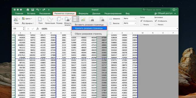 כיצד להסיר מעבר עמודים ב- Excel
