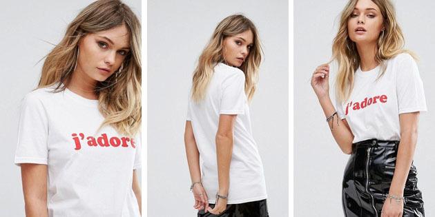 נשי אופנת חולצות מחנויות אירופאיות: חולצה עם הכיתוב Boohoo
