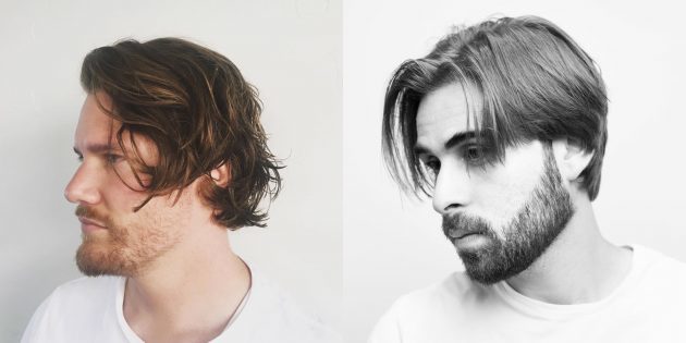 תספורות של גברים טרנדי עבור בעלי שיער ארוך: תספורת Creative עם פוני ארוך מאוד